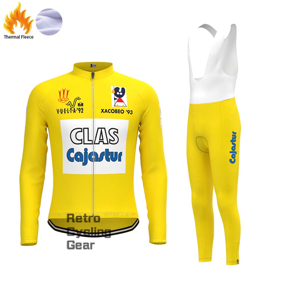 CLAS Yellow Fleece Retro Long Cycling Kits