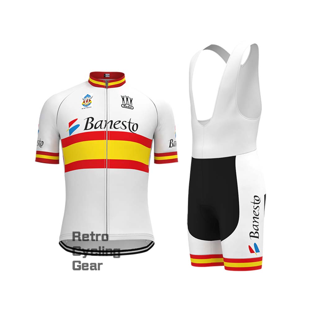 White Banesto Retro Short Sleeve Cycling Kits