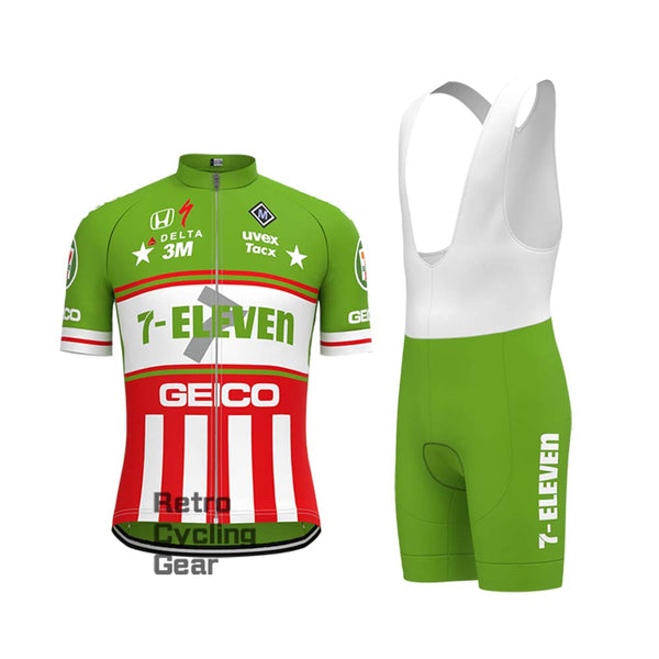 7-ELEVEN Green Retro Short Sleeve Cycling Kits