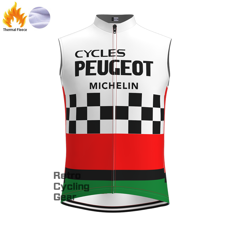 Red Peugeot Fleece Retro Cycling Vest