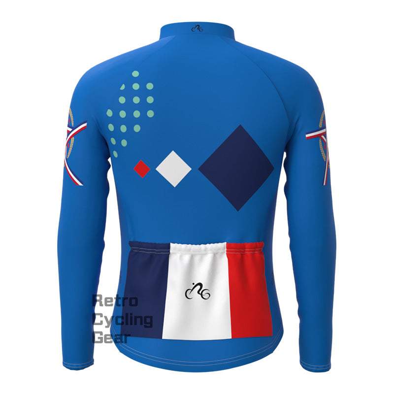 Blue national flag Fleece Long Sleeve Jersey