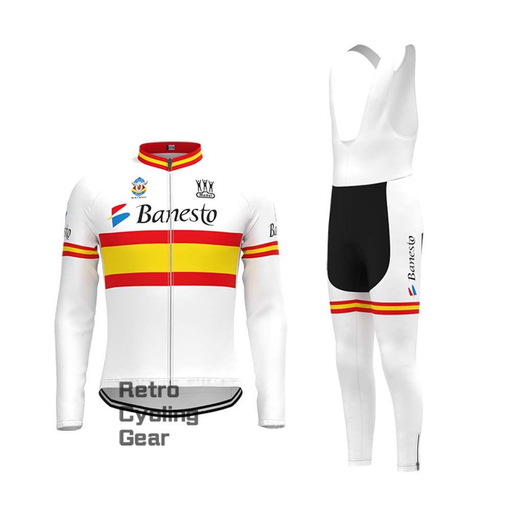 White Banesto Retro Long Sleeve Cycling Kits