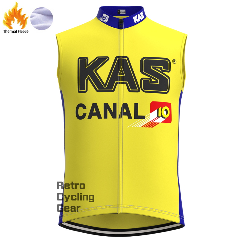 KAS Gelbe Fleece-Retro-Radsport-Sets