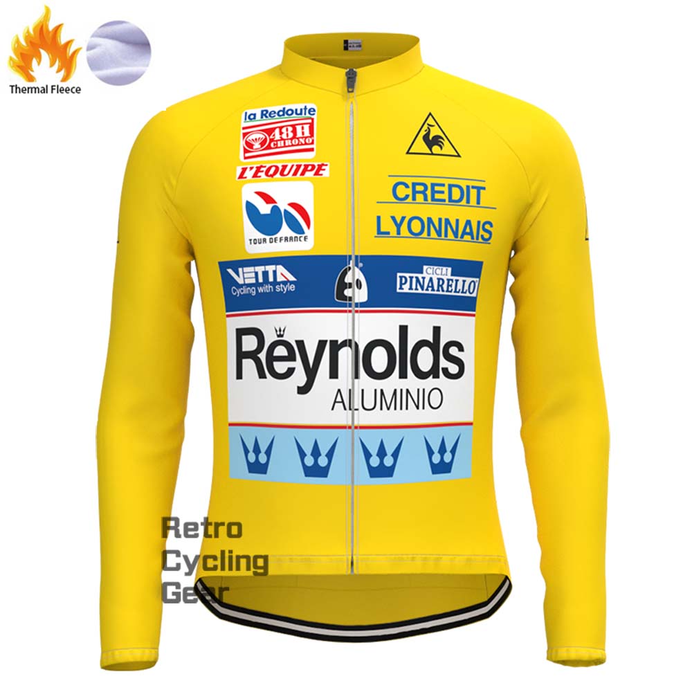 1990s yellow Reynolds Fleece Retro Long Cycling Kits