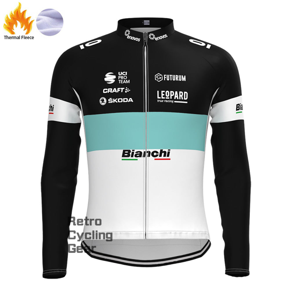 Leopard Bianchi Fleece Long Sleeves Jerseys