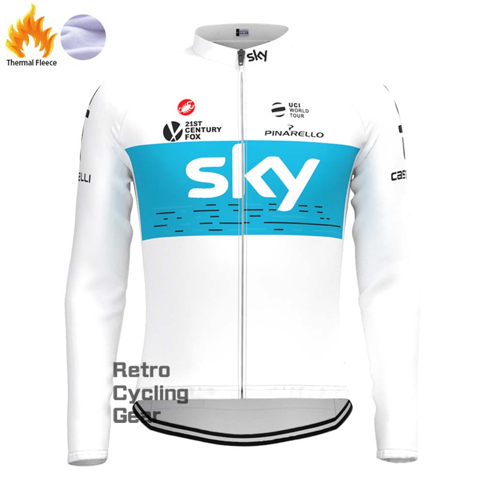 2018 white sky Fleece Retro Long Cycling Kits