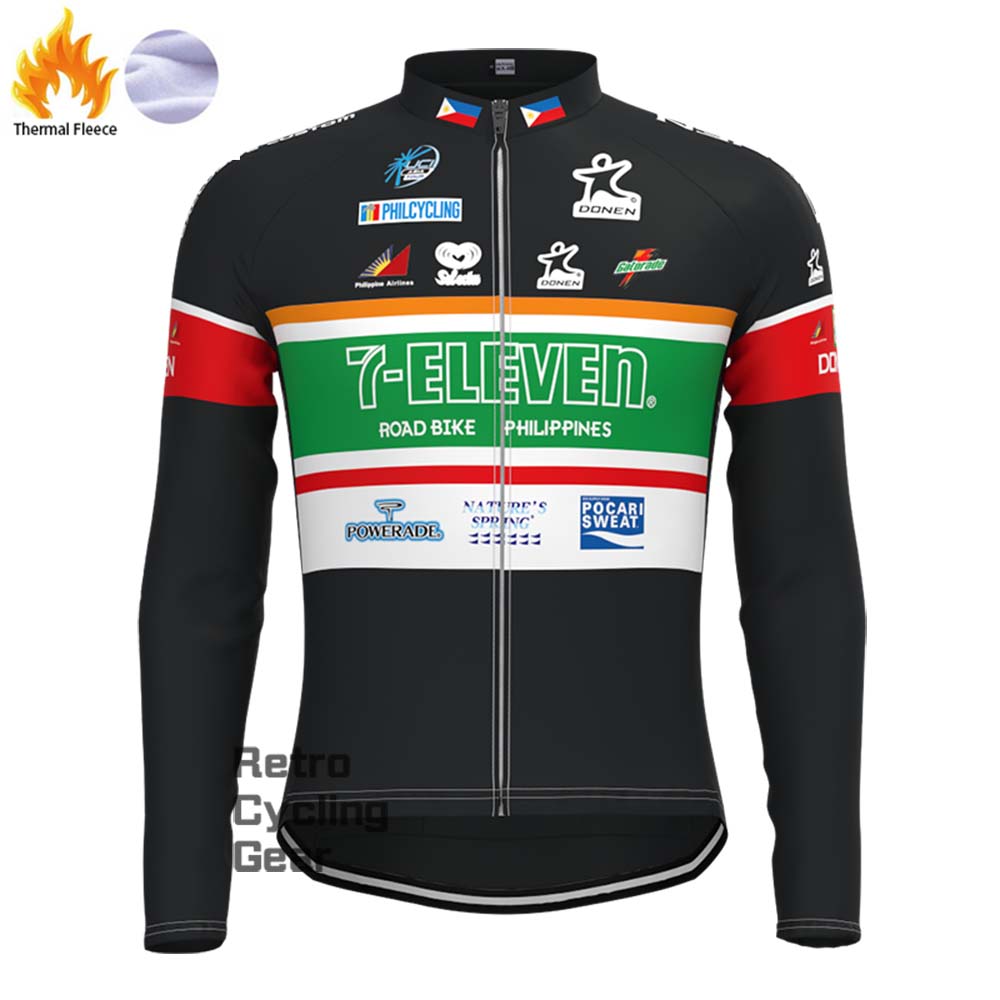 7-ELEVEN black Fleece Retro Long Cycling Kits