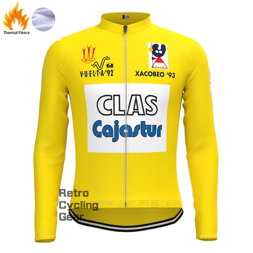 CLAS Yellow Fleece Retro Long Cycling Kits