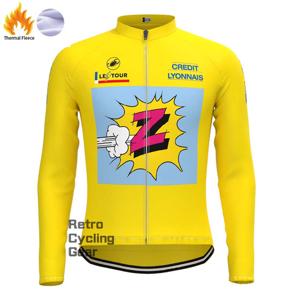 Z Yellow Fleece Retro Long Sleeves Jerseys