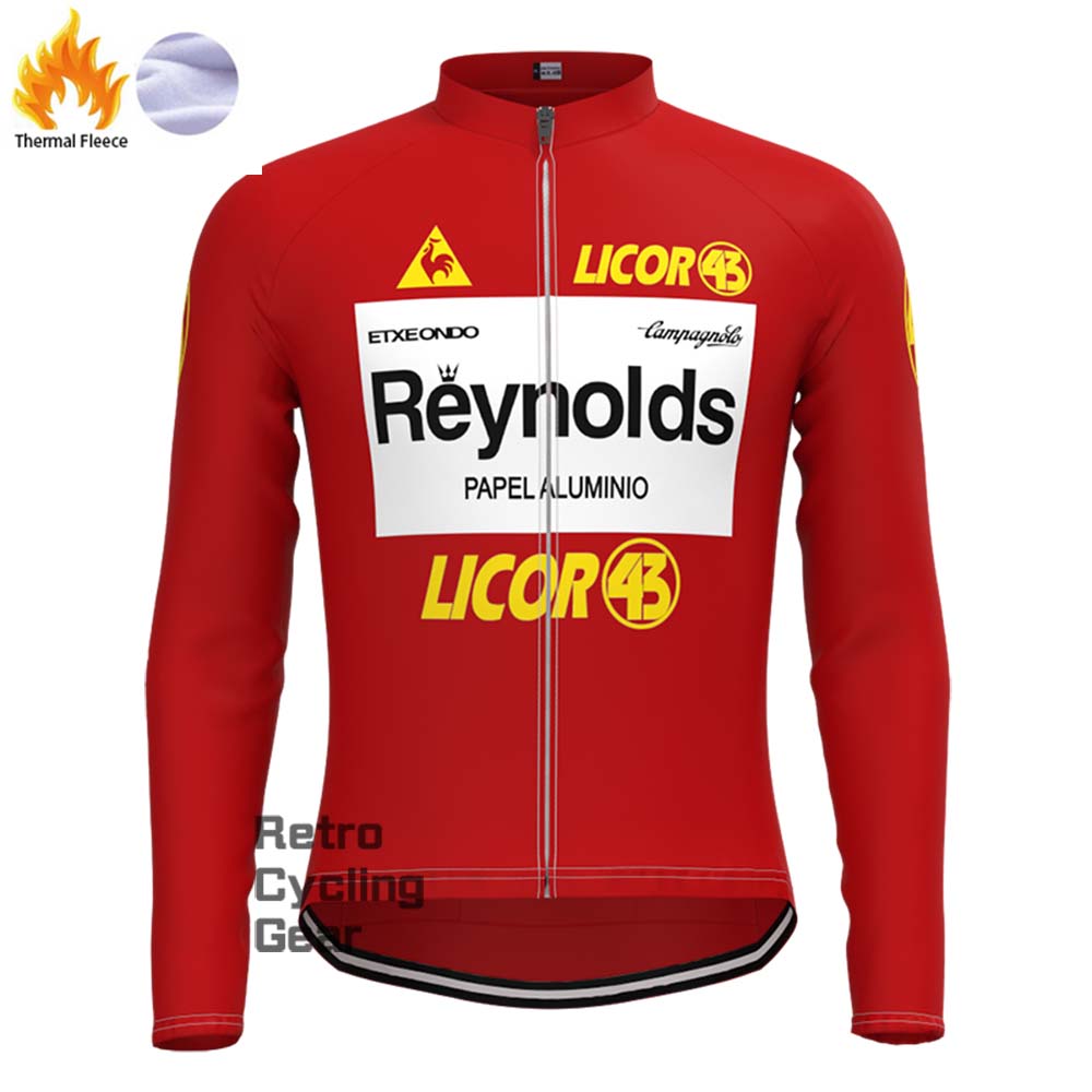 Red Reynolds Fleece Retro Long Cycling Kits