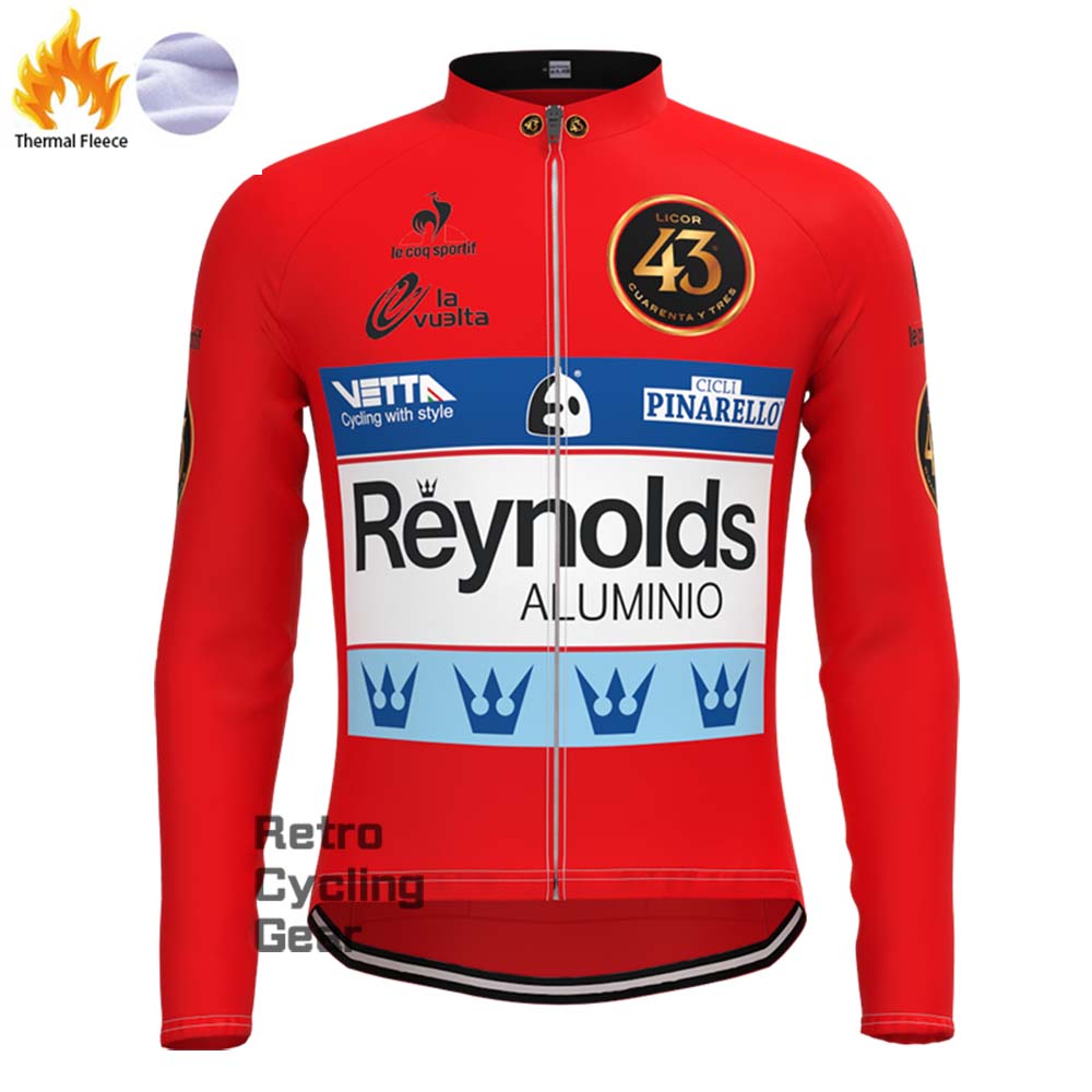 43 red Reynolds Fleece Retro Long Cycling Kits