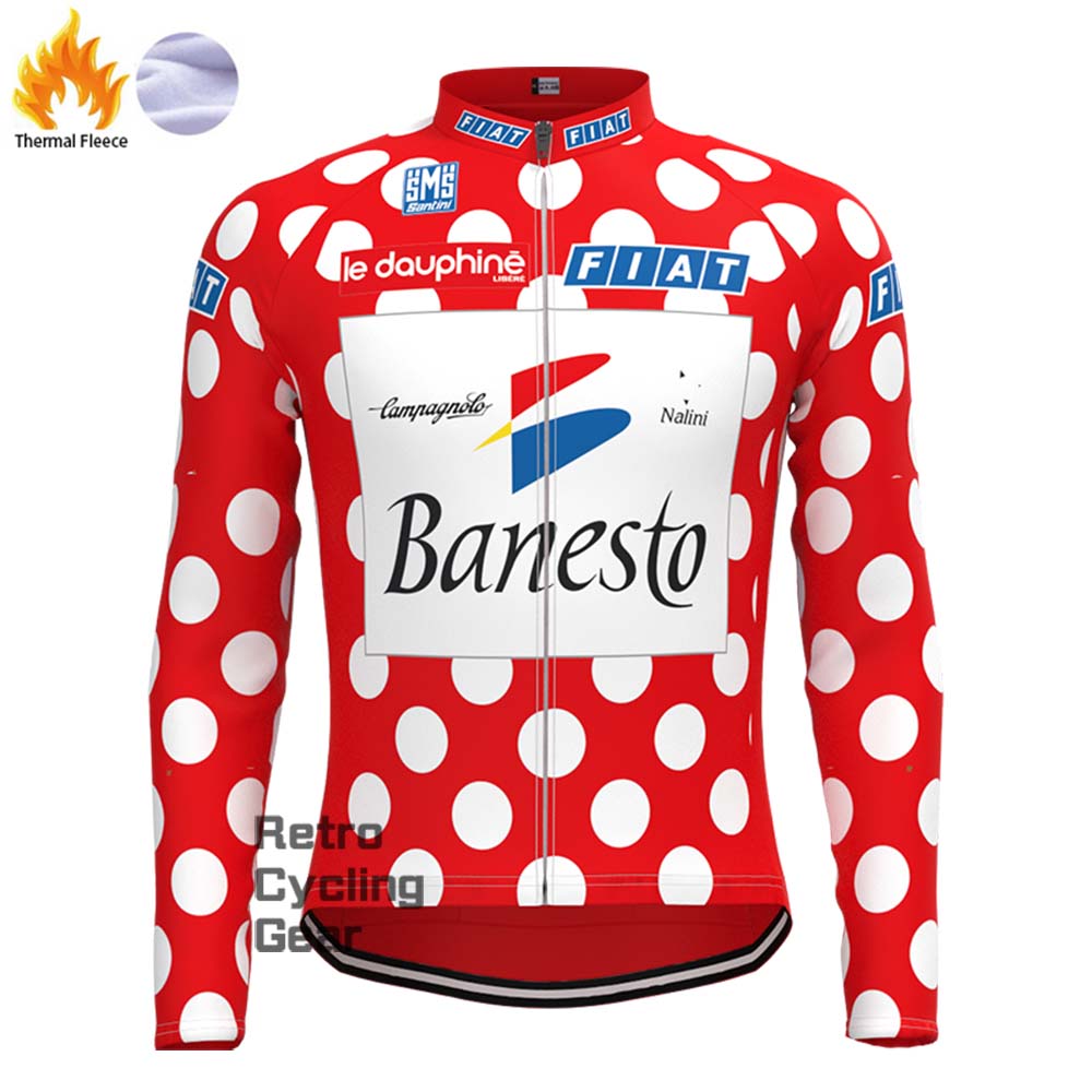 Red Banesto Fleece Retro Long Cycling Kits