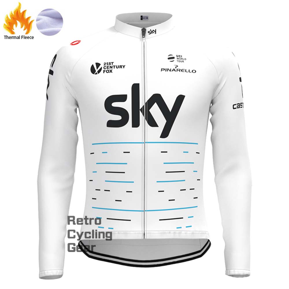 2017 white sky Fleece Retro Long Cycling Kits