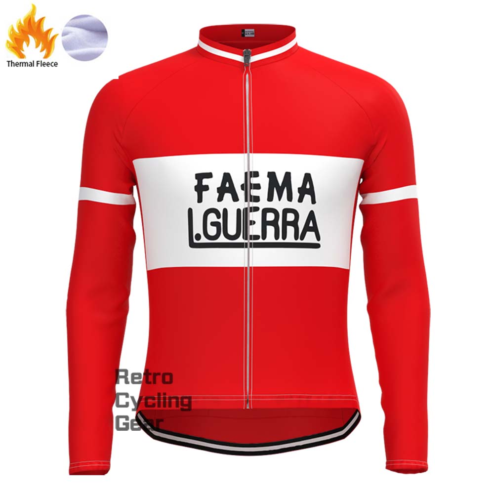 Red FAEMA Fleece Retro Long Cycling Kits