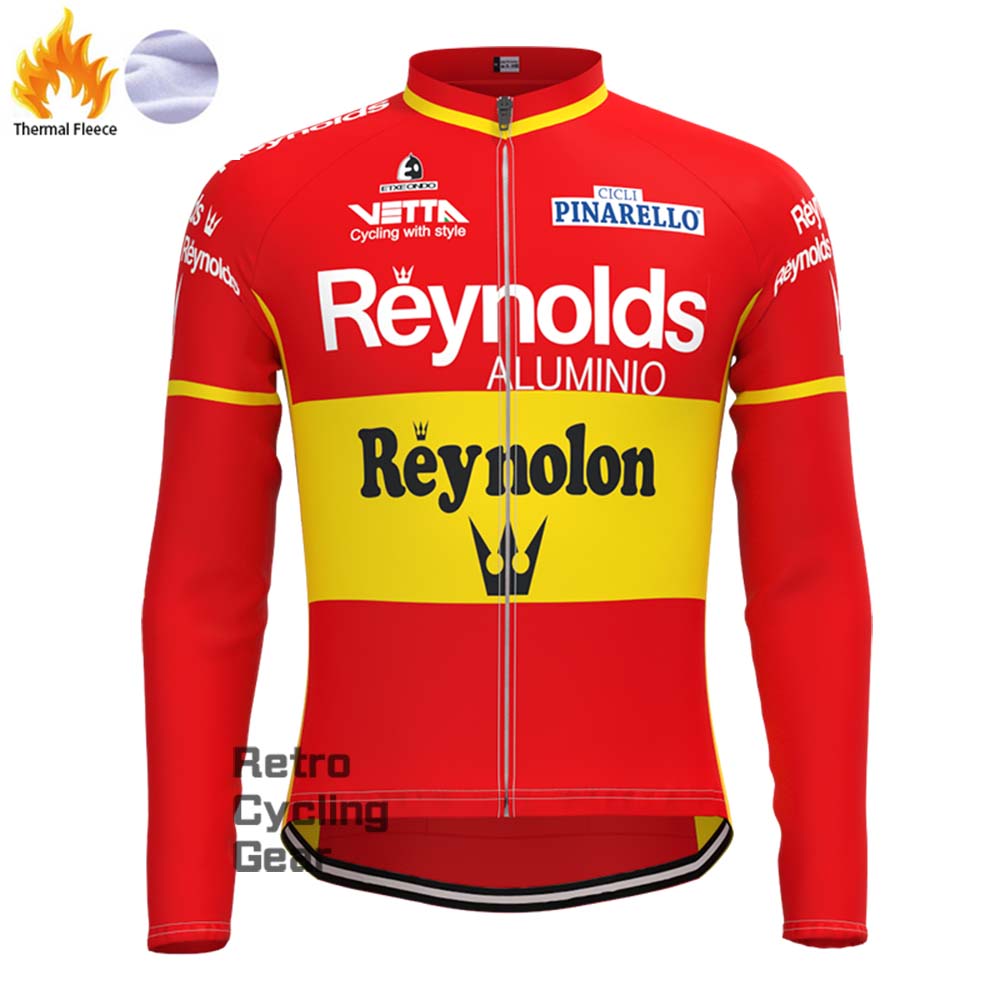 1990s Red Reynolds Fleece Retro Long Cycling Kits