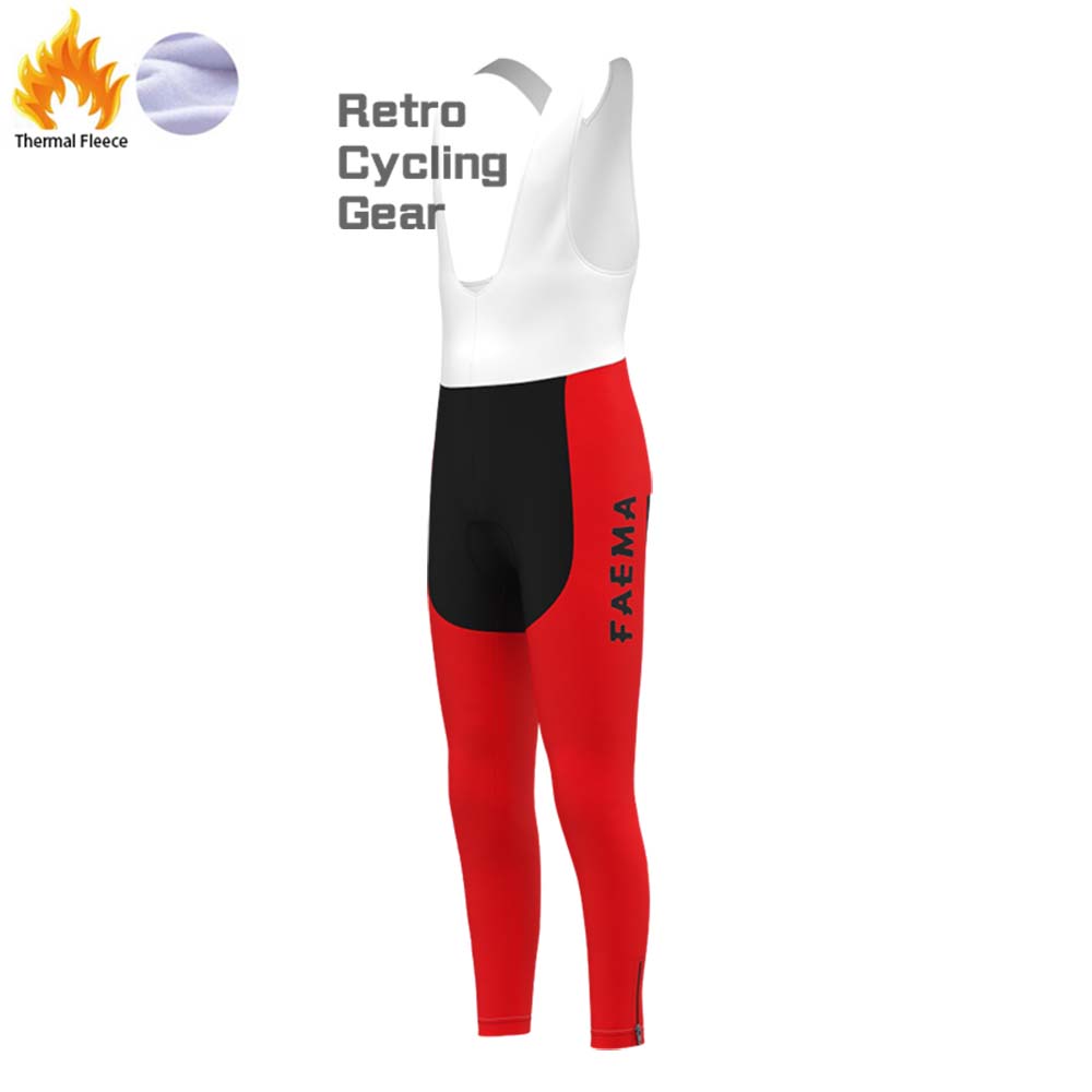 Red FAEMA Fleece Retro Long Cycling Kits