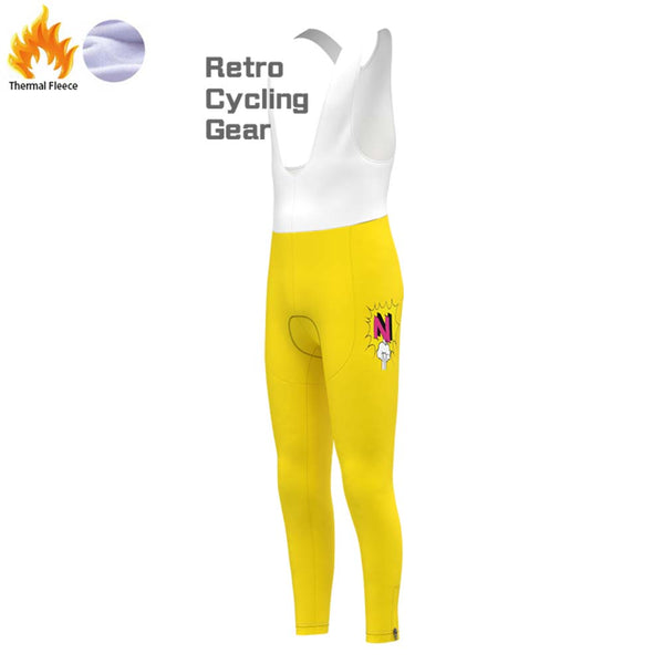 Z Yellow Fleece Retro Cycling Bib Pants