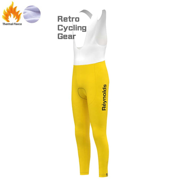 1990s yellow Reynolds Fleece Retro Cycling Bib Pants