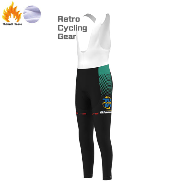 black  Bianchi Fleece Cycling Bib Pants