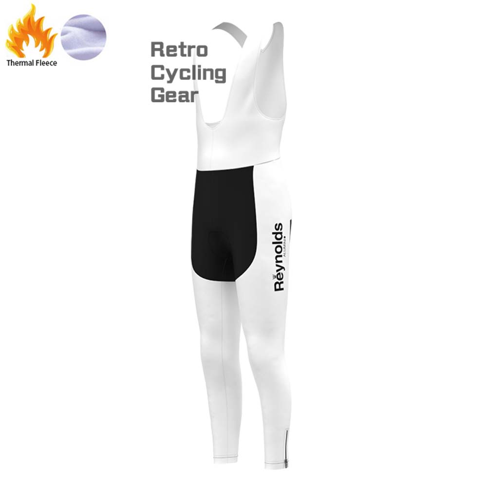 white Reynolds Fleece Retro Cycling Bib Pants