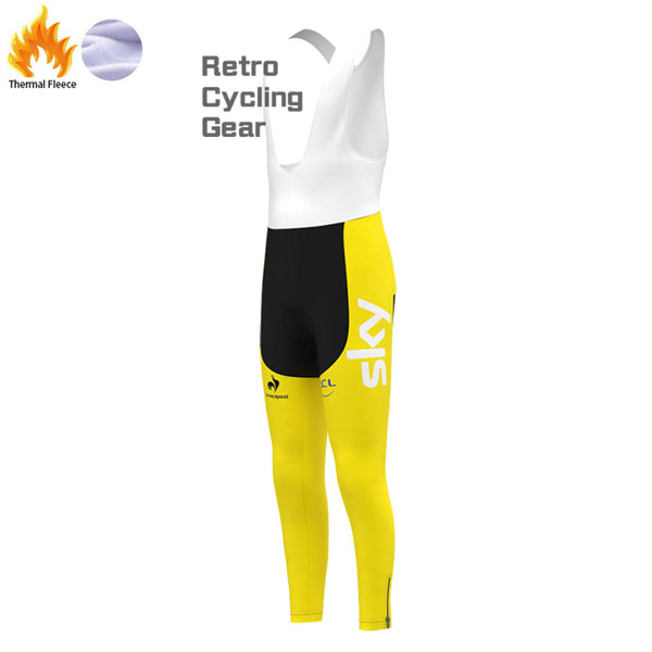 2012 yellow sky Fleece Retro Cycling Bib Pants