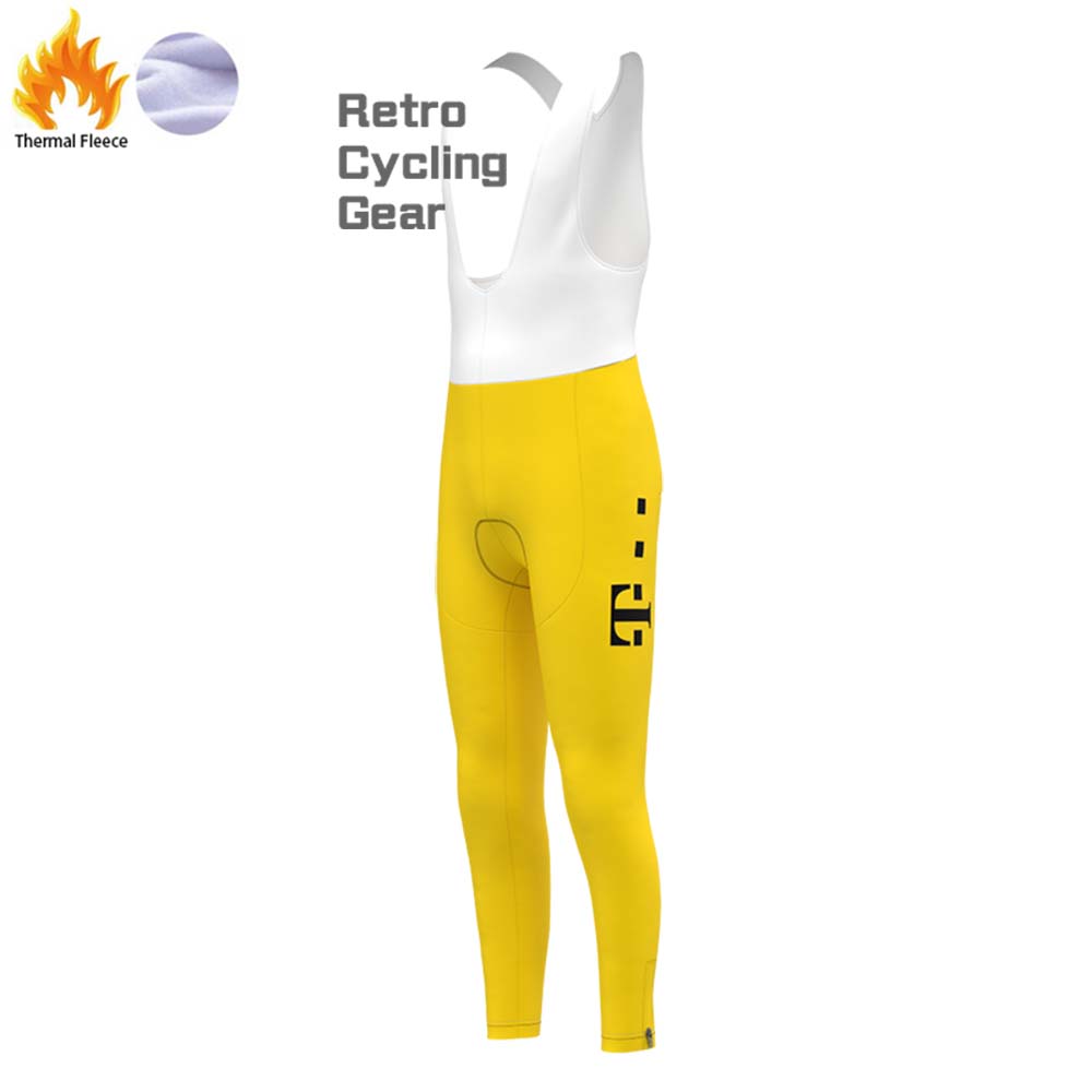 T yellow Fleece Retro Long Cycling Kits