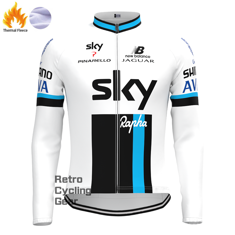 white sky Fleece Retro Long Cycling Kits