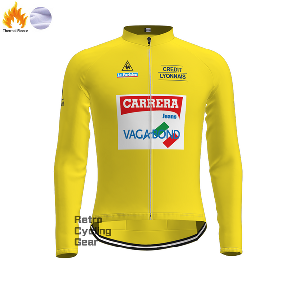 Yellow CARRERA Fleece Retro Long Sleeves Jerseys