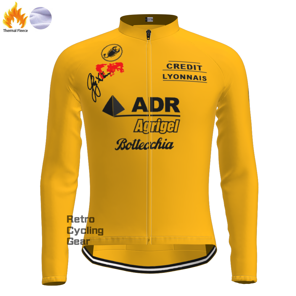 Yellow-ADR Fleece Retro Long Sleeves Jerseys