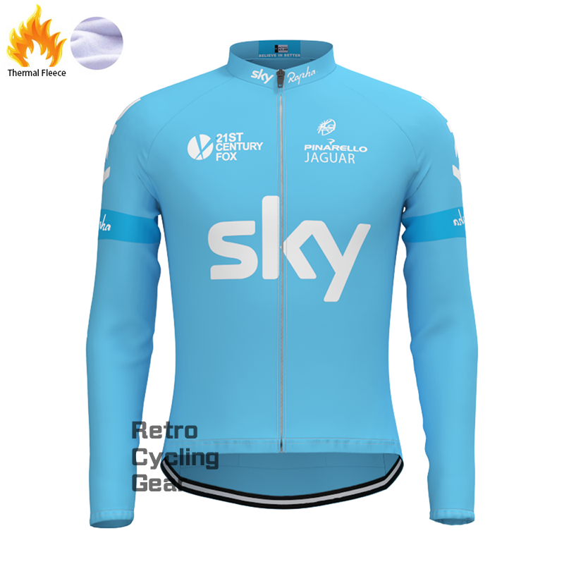 Blue sky Fleece Retro Long Sleeves Jerseys