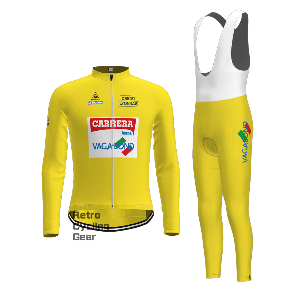 Yellow CARRERA Retro Short Sleeve Cycling Kits