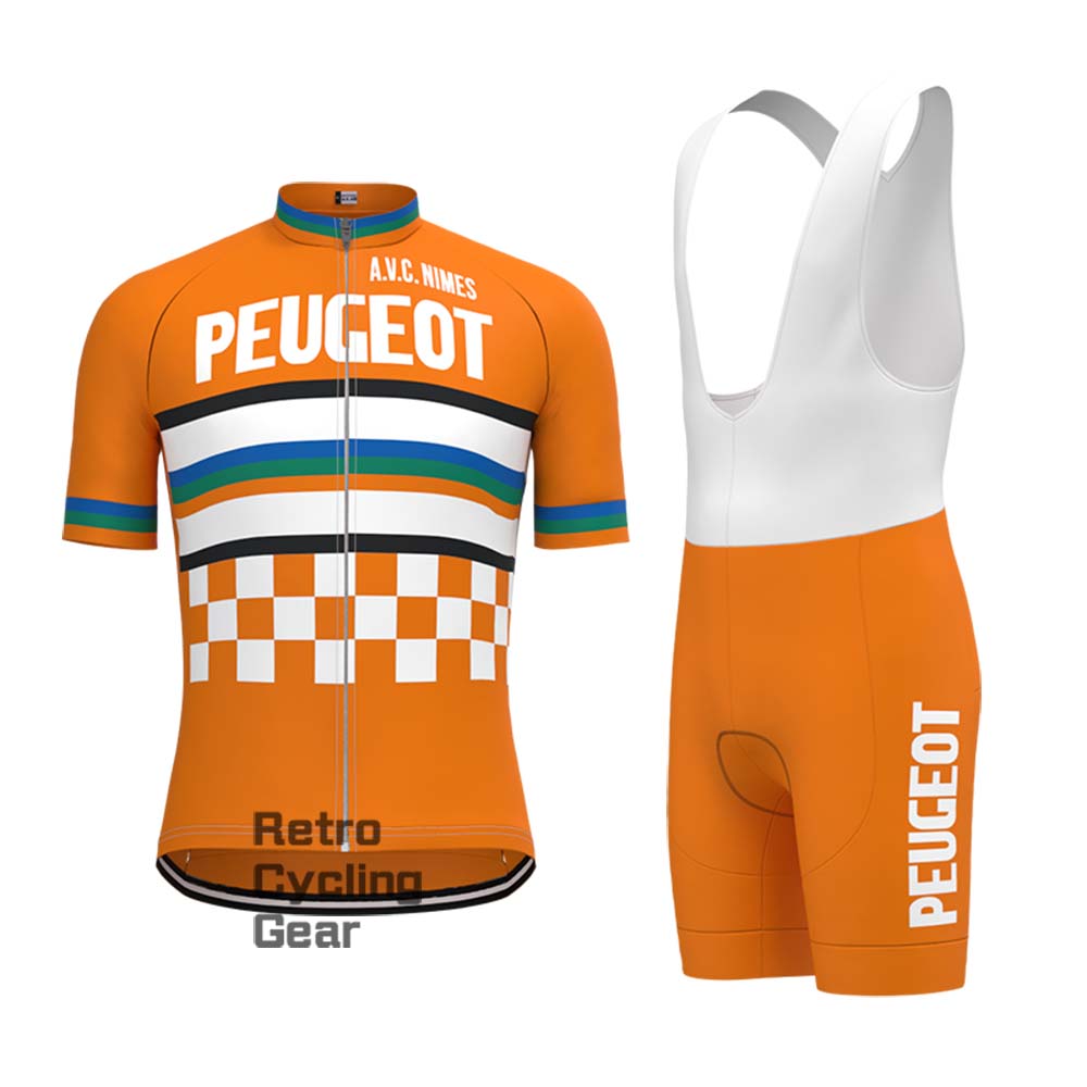 Orange PEUGEOT Retro Long Sleeve Cycling Kits