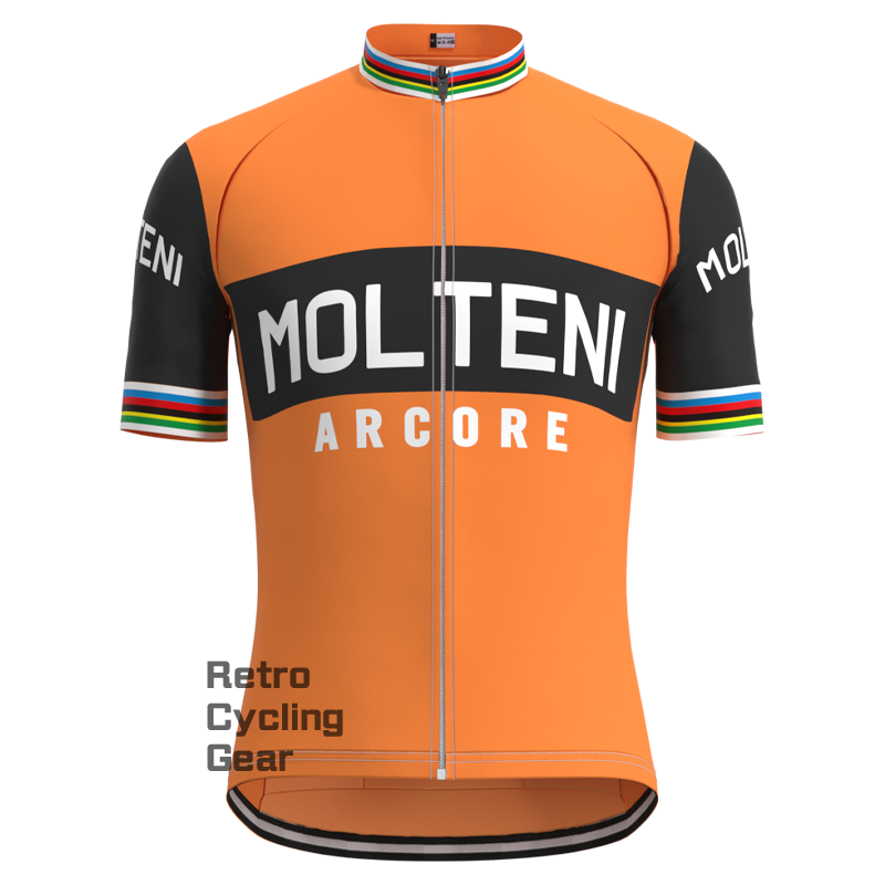 MOLTENI Orange White Retro Long Sleeve Cycling Kit