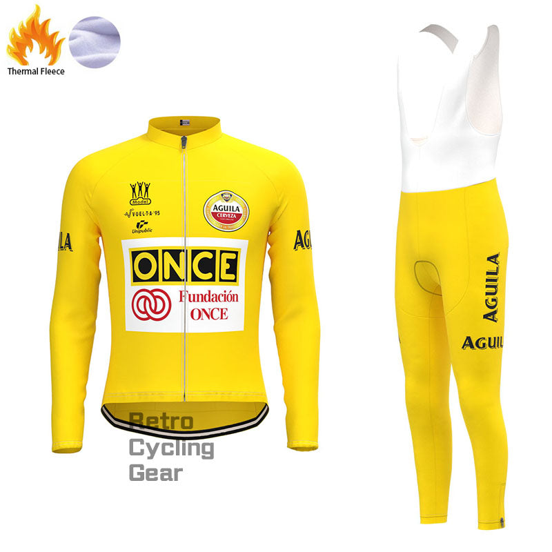 ONCE Yellow Fleece Retro Long Cycling Kits