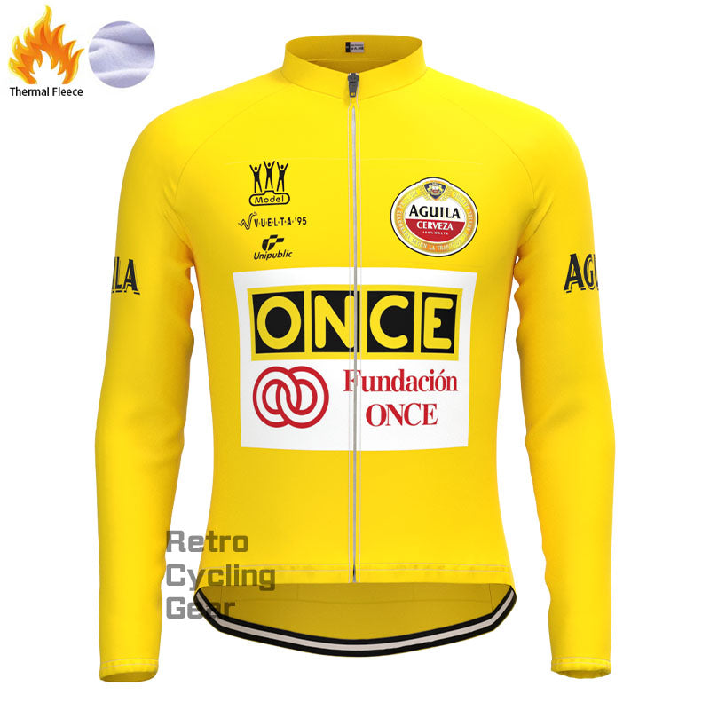 ONCE Yellow Fleece Retro Long Cycling Kits