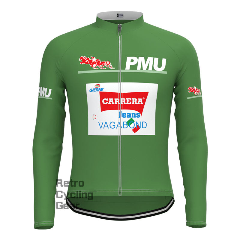 Carrera Green Retro Long Sleeve Cycling Kits