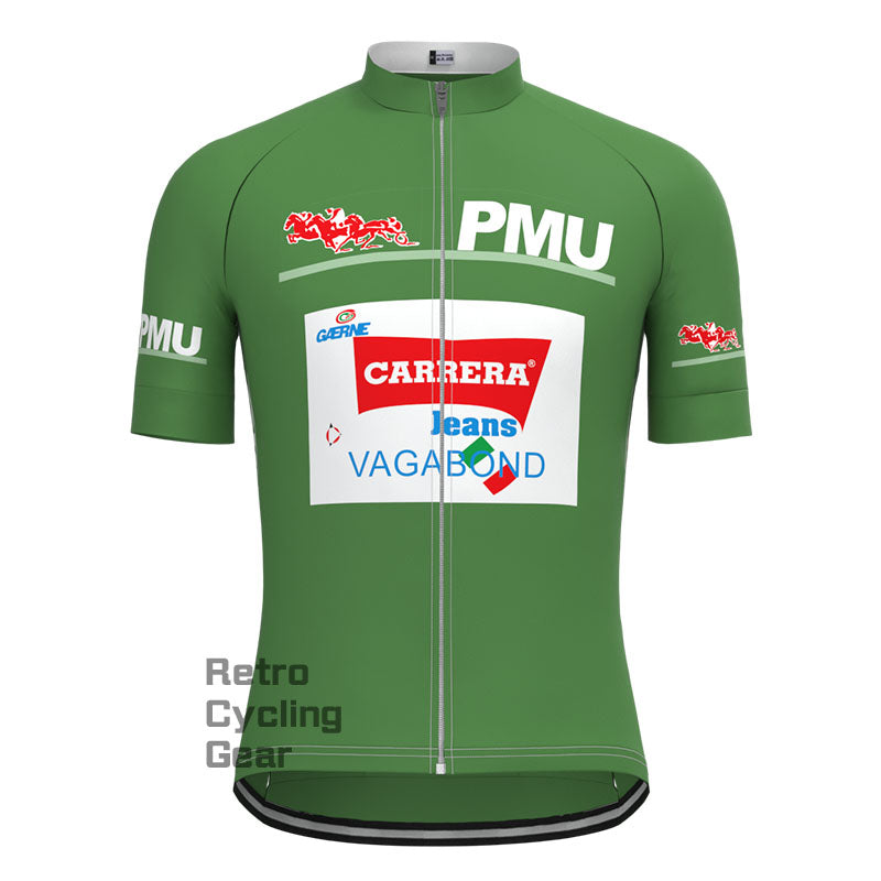 Carrera Green Retro Short Sleeve Cycling Jersey