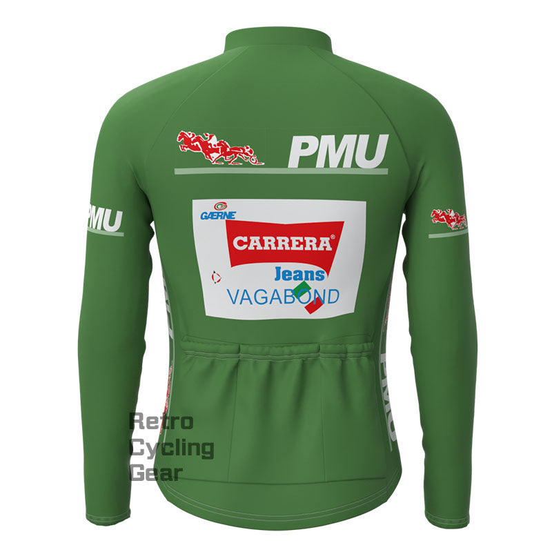 Carrera Green Fleece Retro Long Sleeves Jerseys