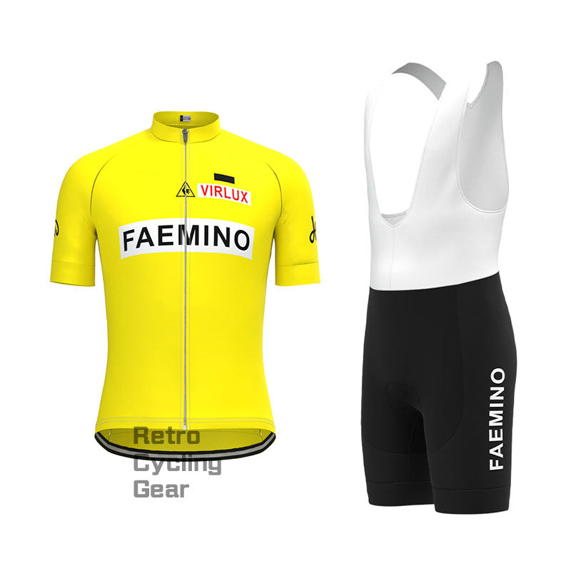 FAEMINO Yellow Retro Long Sleeve Cycling Kit