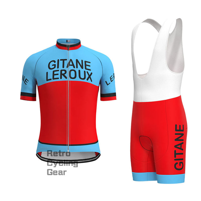 GITANE Blau-Rotes Retro-Langarm-Radsport-Set