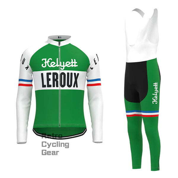 LEROUX Green Retro Long Sleeve Cycling Kit