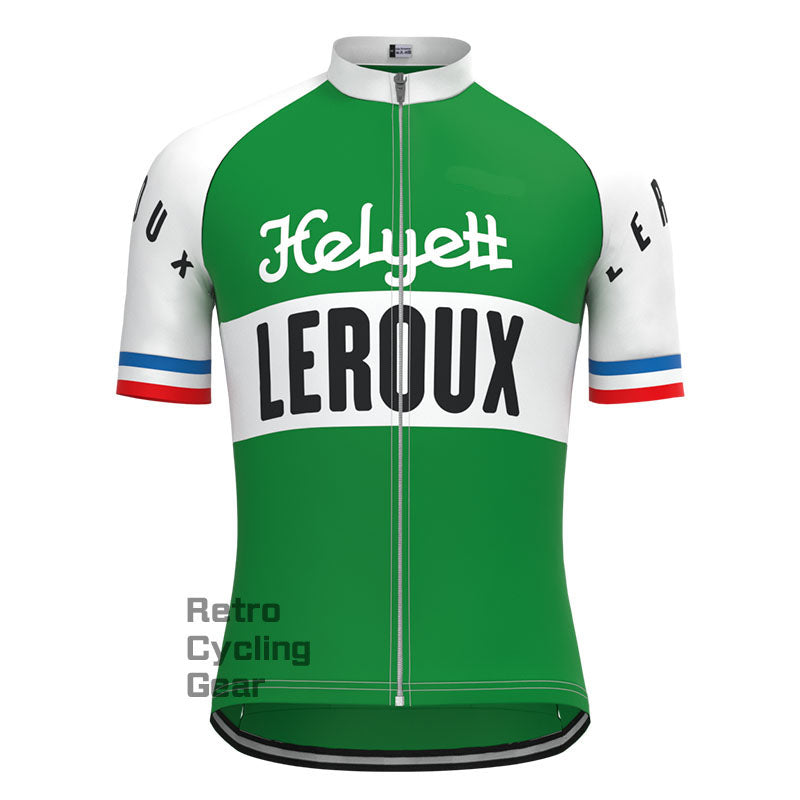 LEROUX Green Retro Short Sleeve Cycling Kit