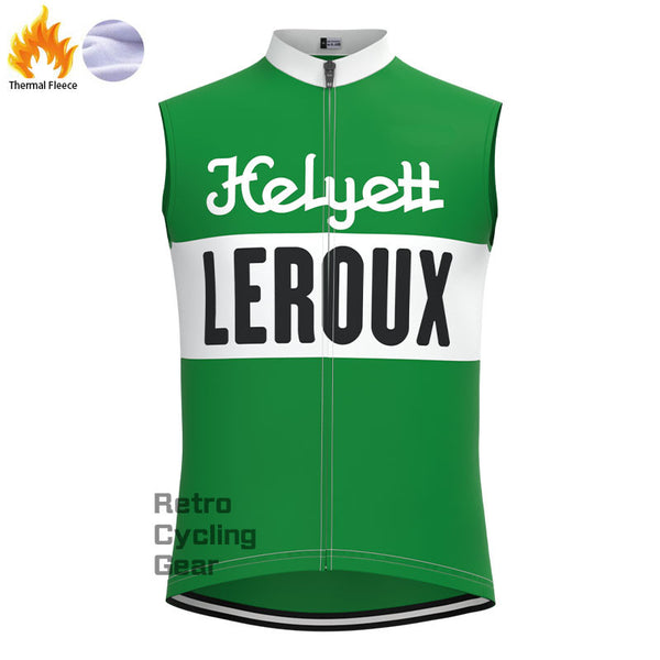 LEROUX Green Fleece Retro Cycling Vest