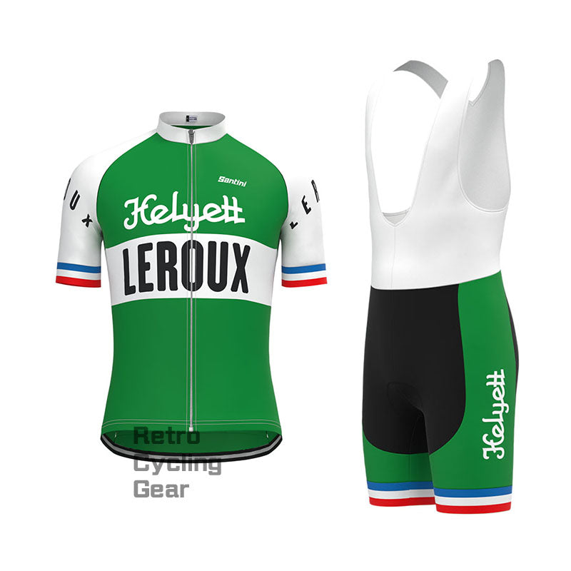 LEROUX Green Retro Long Sleeve Cycling Kit