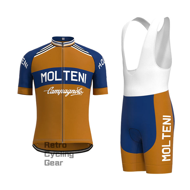 Molteni Brown-Blue Retro Long Sleeve Cycling Kit