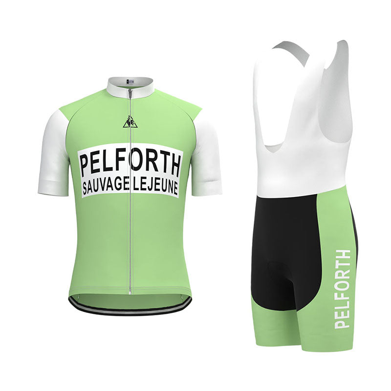 PELFORTH Mint Green Retro Long Sleeve Cycling Kit