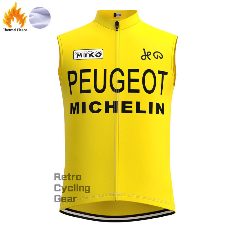 Peugeot gelbe Fleece-Retro-Radsport-Sets