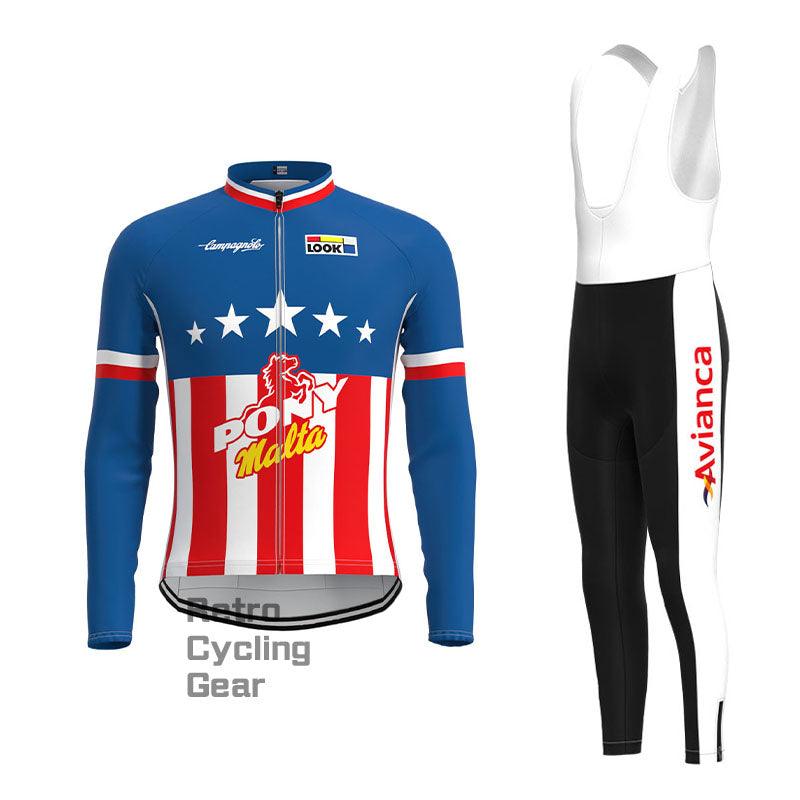 Pony Blue Retro Short Sleeve Cycling Kit