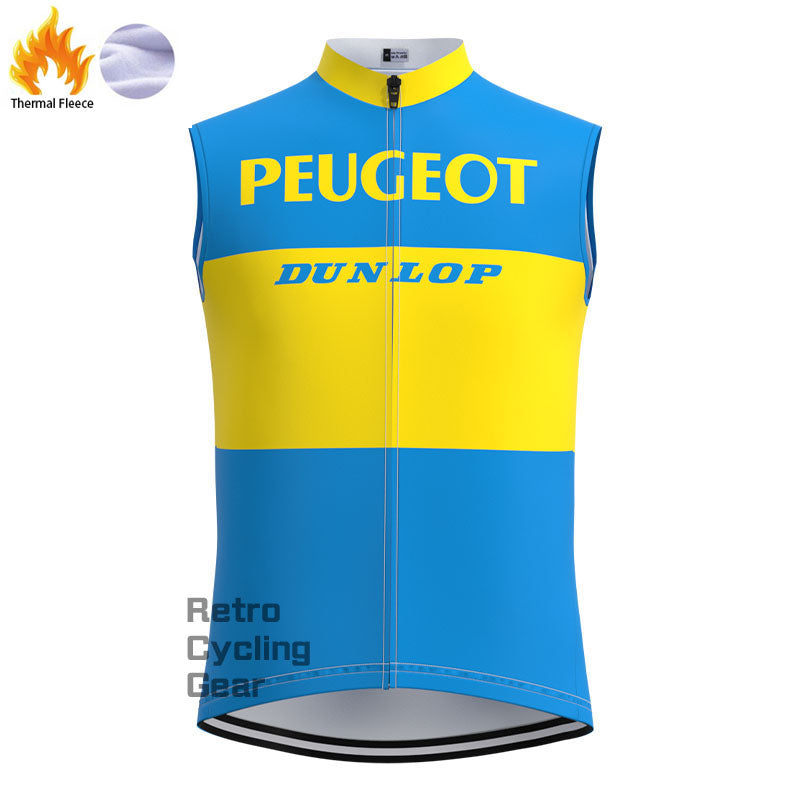 Blau-gelbe Fleece-Retro-Radsport-Sets von Peugeot