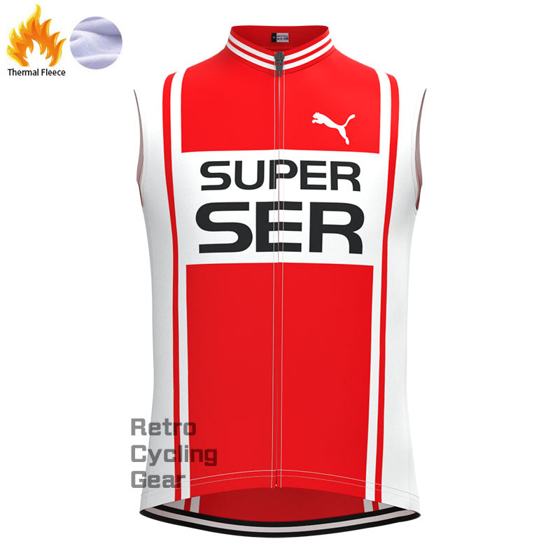 SER weiß-rote Fleece-Retro-Radsport-Sets